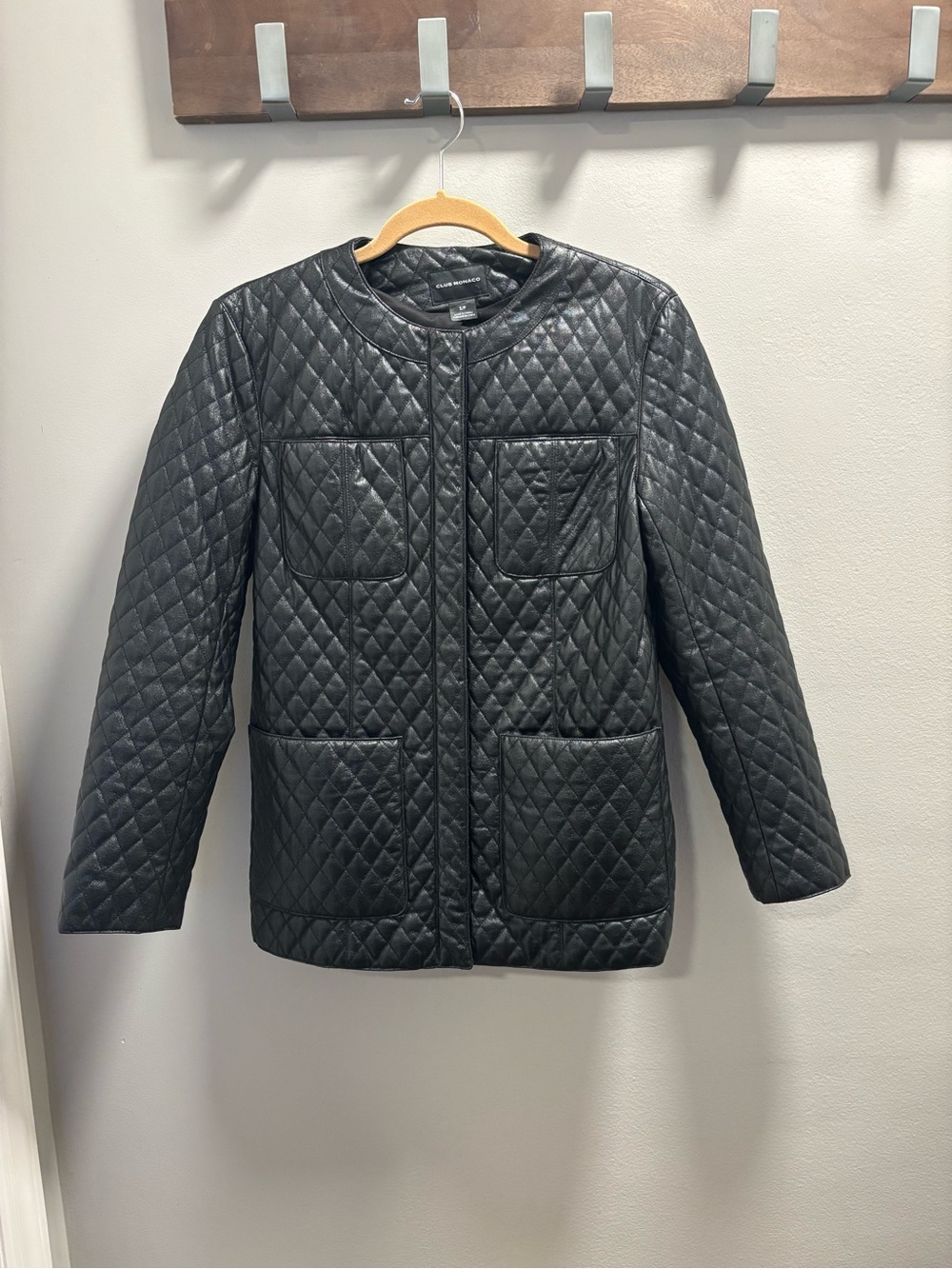 CLUB MONACO Black Quilted Vegan Jacket
